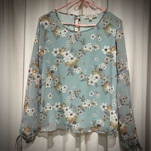 Pink Rose brand blouse with floral print in size large